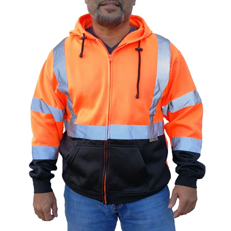 SAJ6800 Full Zip Safety Fleece Hoodie Jacket 2-Tone